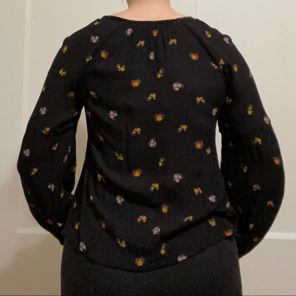 Black Floral Boho Long Sleeve Shirt - Picture 2 of 4
